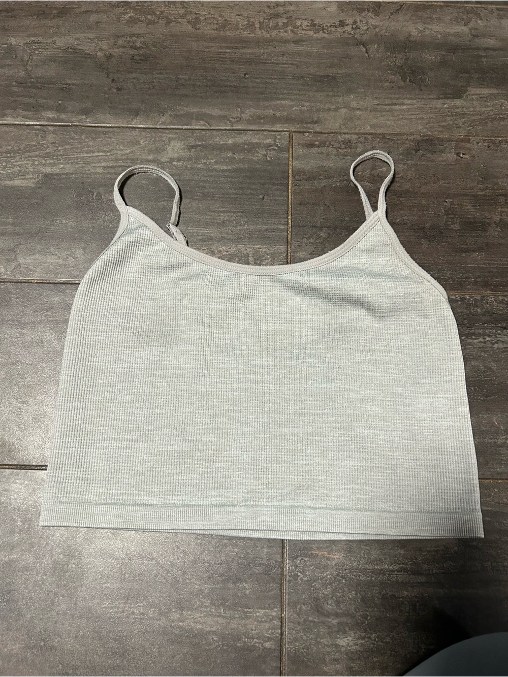 Women’s Light Gray Ribbed Cropped Camisole Tank